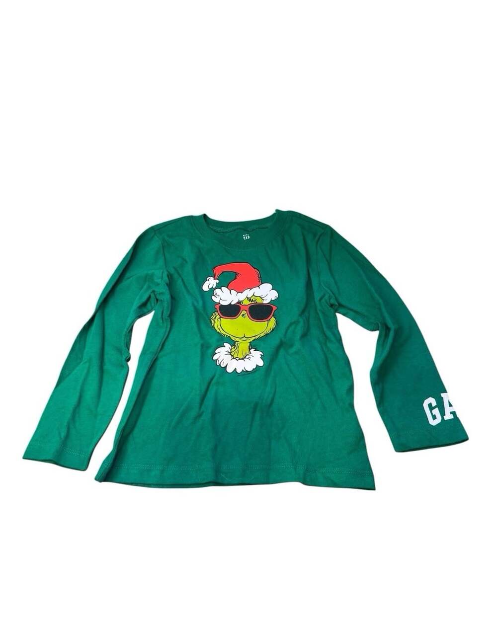GAP Toddler Grinch Christmas Graphic T-Shirt 4T Green Long Sleeve Crew Neck - Picture 3 of 7